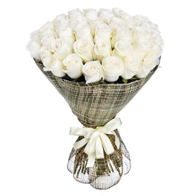 Bouquet of 50 White Roses